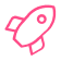 A simple pink outline of a rocket.