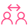 Icon depicting two overlapping human figures in pink, indicating a group or social connection.